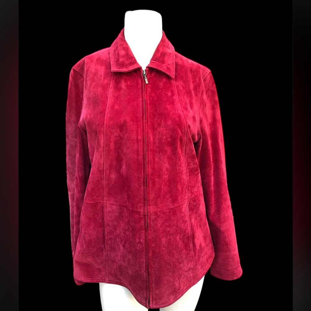 Cold Water Creek Cherry Red Genuine Leather Jacket